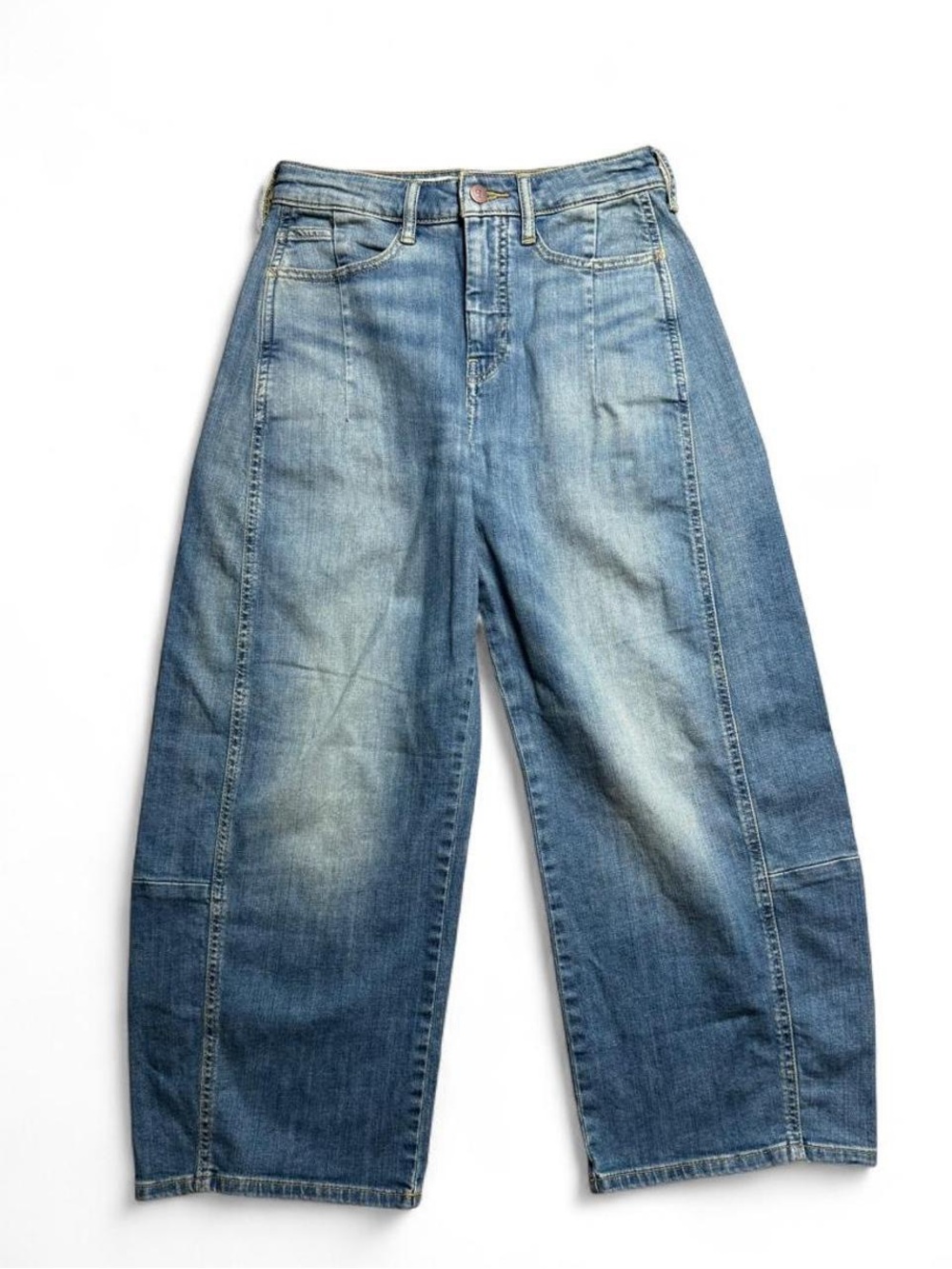 Pilcro Barrel Leg Blue Jeans Size 25 | High Rise Cropped Denim
